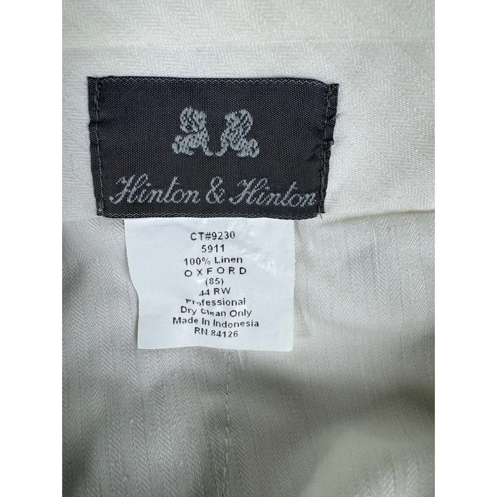 Hinton & Hinton Mens 100% Linen Pants Tan Beige Cuffed Straight Leg 44 RW 44x30